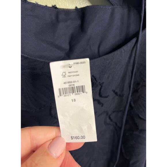 Banana Republic floral jacquard cutout midi dress in navy blue,size 18,MSRP $160 - Picture 8 of 16